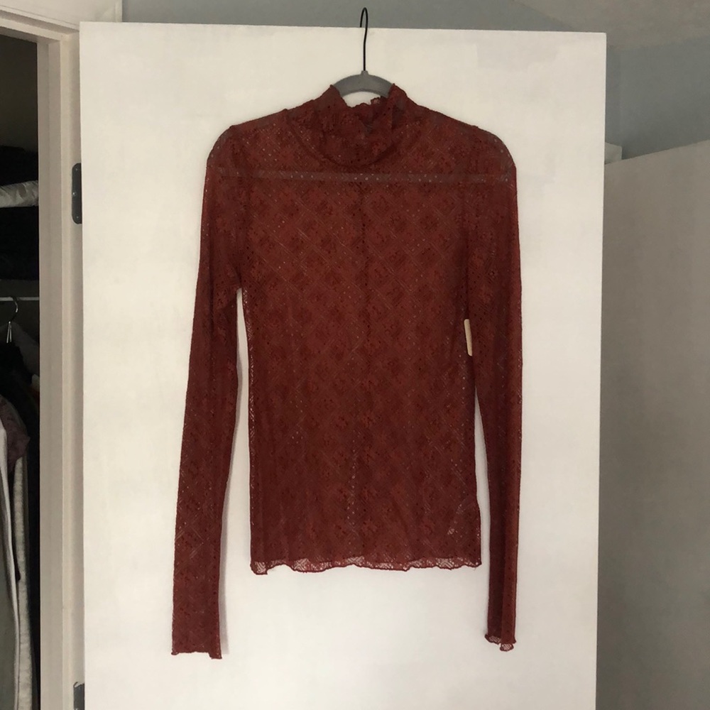 Free people sheer lace turtle neck